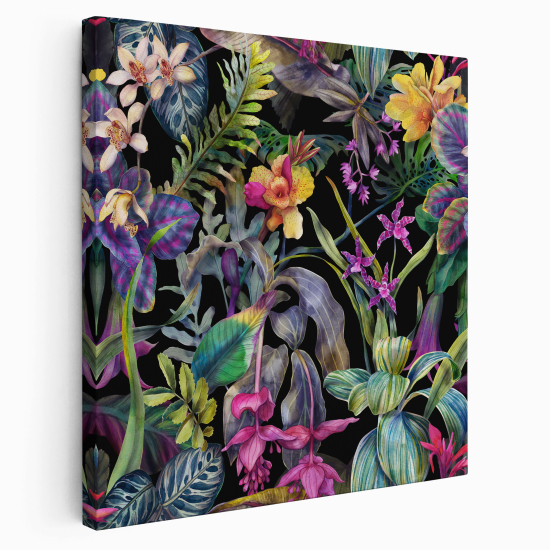 Tableau toile Carré - Fleurs - tropical