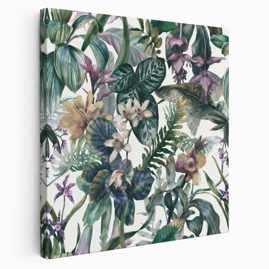 Tableau toile Carré - Fleurs tropical