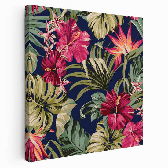 Tableau toile Carré - Fleurs tropical