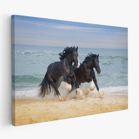 Tableau toile - Chevaux sur la plage