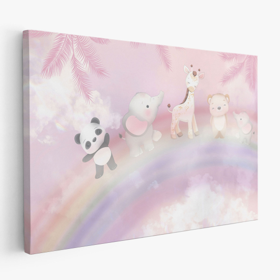 Tableau toile Enfants - Animaux Arc-en-ciel