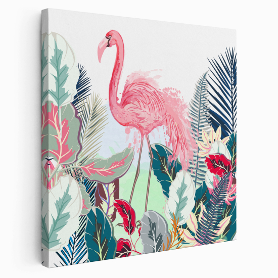 Tableau toile Enfants Carré - Flamant rose