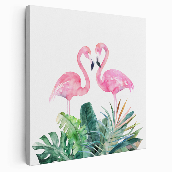 Tableau toile Enfants Carré - Flamants roses