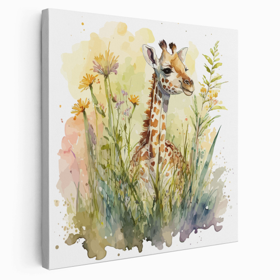 Tableau toile Enfants Carré - Girafe