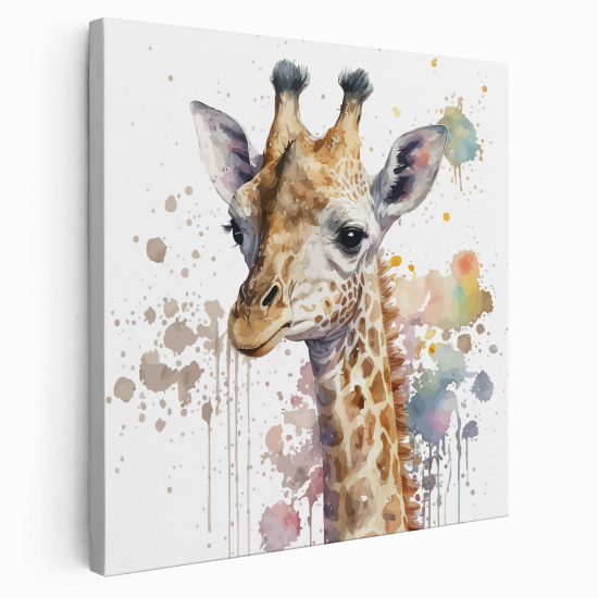 Tableau toile Enfants Carré - Girafe