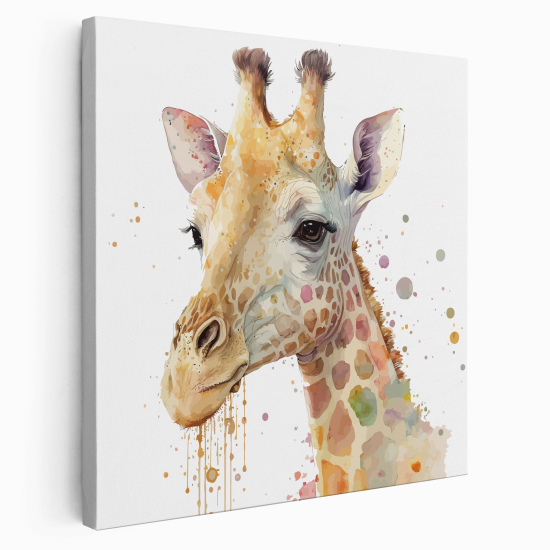 Tableau toile Enfants Carré - Girafe