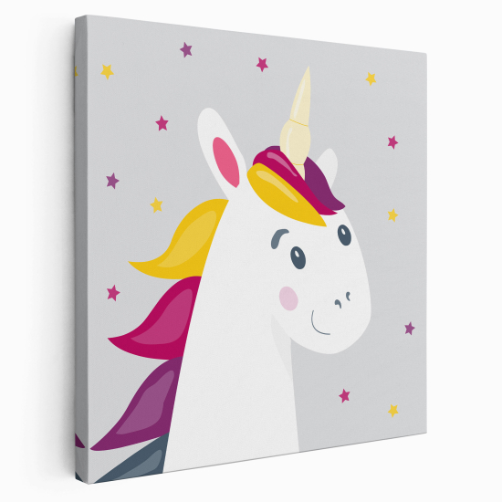 Tableau toile Enfants Carré - Licorne Etoiles