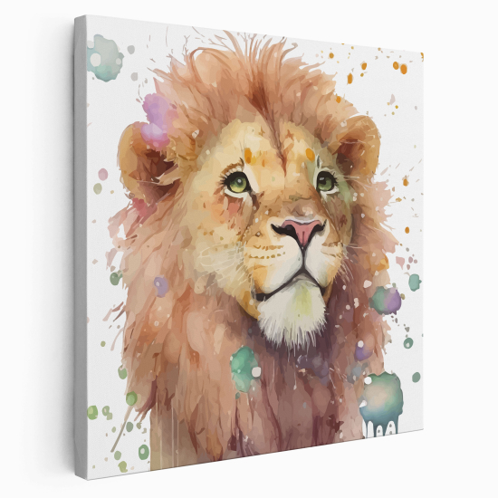 Tableau toile Enfants Carré - Lion