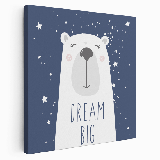 Tableau toile Enfants Carré - Ours Polaire Dream Big