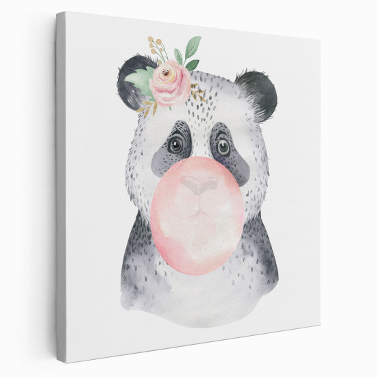 Tableau toile Enfants Carré - Panda bulle