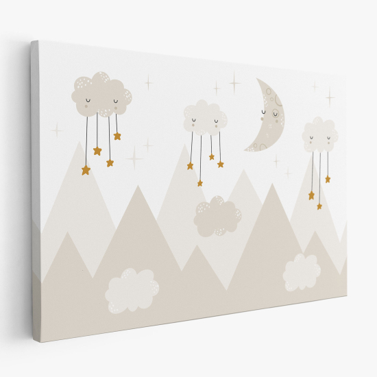 Tableau toile Enfants - Lune montagnes