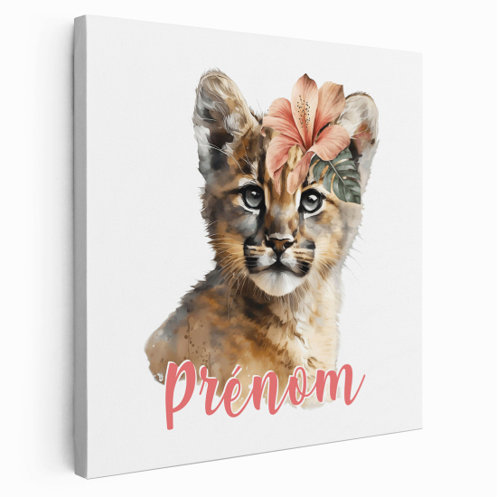 Tableau toile enfants personnalisée avec prénom - Bébé Puma