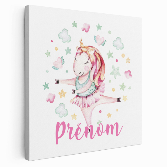 Tableau toile enfants personnalisée avec prénom - Danseuse Licorne