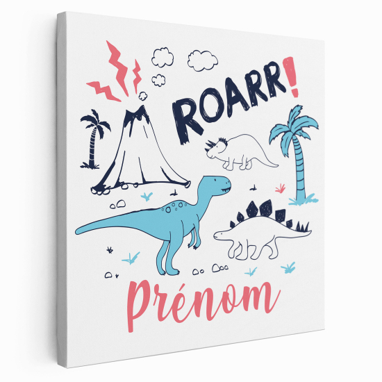 Tableau toile enfants personnalisée avec prénom - Dinosaures