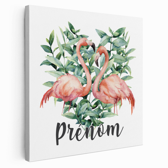 Tableau toile enfants personnalisée avec prénom - Flamants Roses