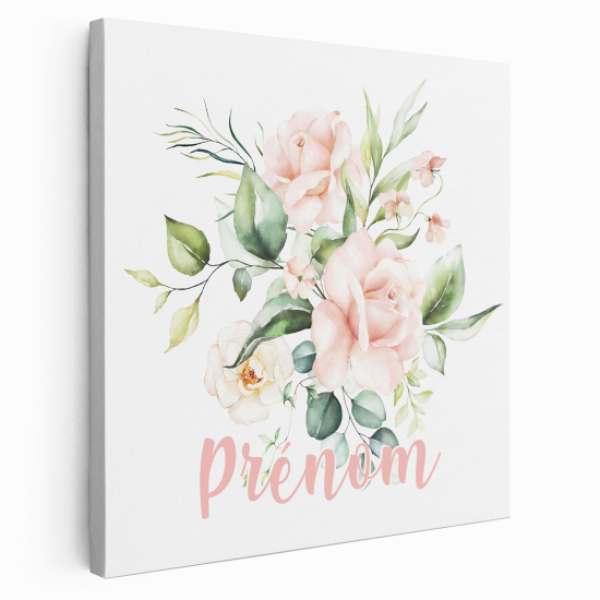 Tableau toile enfants personnalisée avec prénom - Fleurs