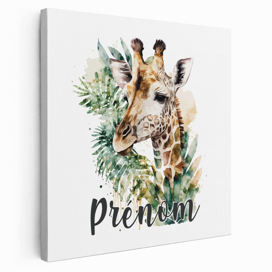 Tableau toile enfants personnalisée avec prénom - Girafe