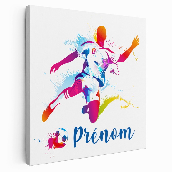 Tableau toile enfants personnalisée avec prénom - Joueur de Foot