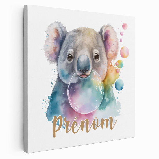 Tableau toile enfants personnalisée avec prénom - Koala bulle