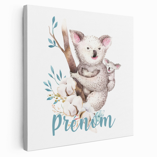 Tableau toile enfants personnalisée avec prénom - Koalas