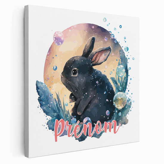 Tableau toile enfants personnalisée avec prénom - Lapin