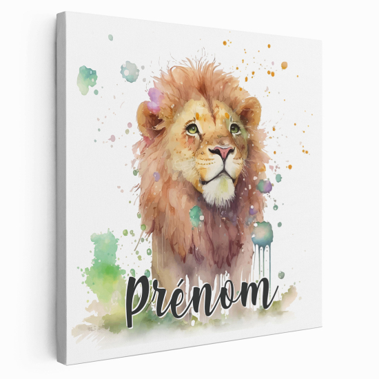 Tableau toile enfants personnalisée avec prénom - Lion