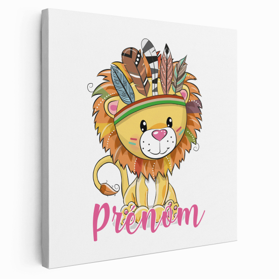 Tableau toile enfants personnalisée avec prénom - Lion indien