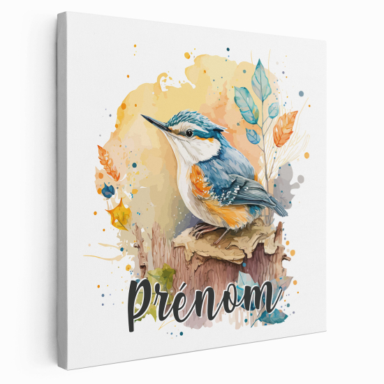 Tableau toile enfants personnalisée avec prénom - Oiseau