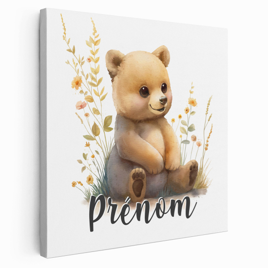 Tableau toile enfants personnalisée avec prénom - Ourson