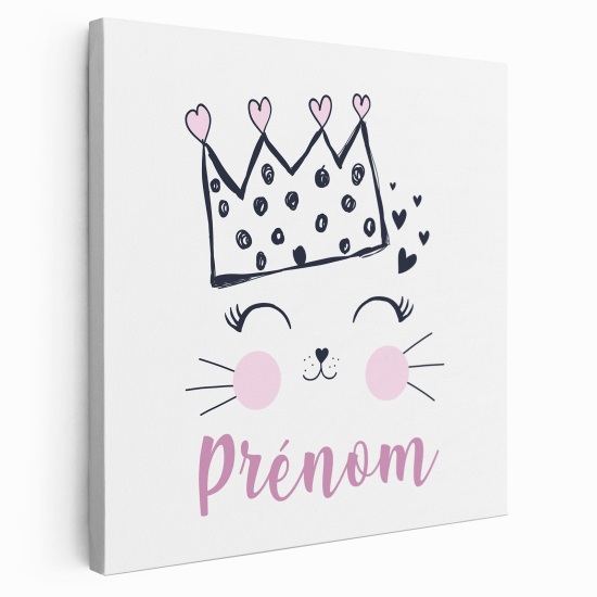 Tableau toile enfants personnalisée avec prénom - Reine des Chats