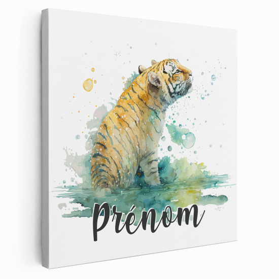 Tableau toile enfants personnalisée avec prénom - Tigre