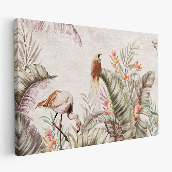 Tableau toile - Feuilles tropicales Oiseaux