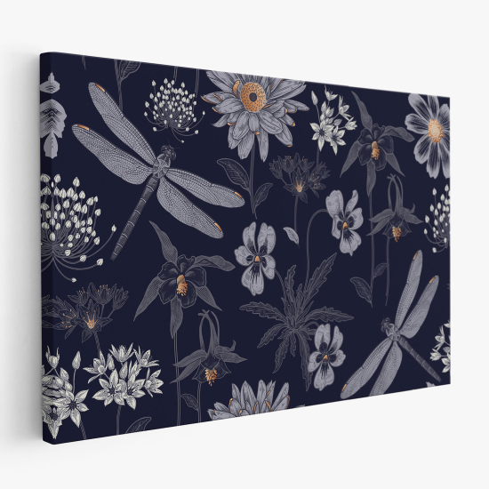 Tableau toile - Fleurs Libellules