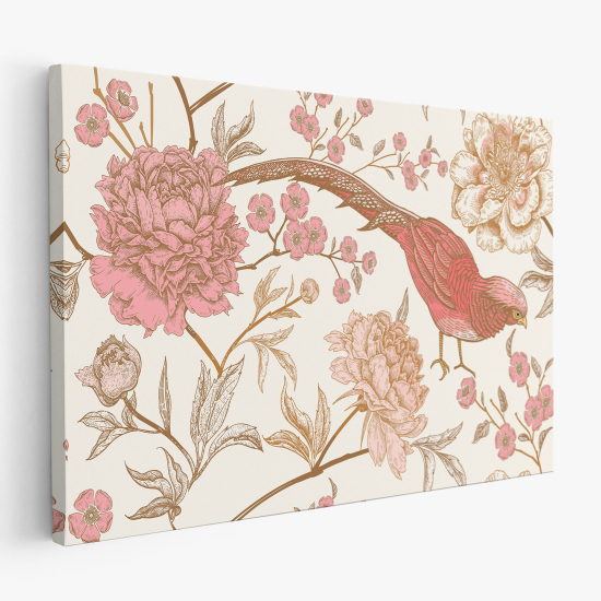 Tableau toile - Fleurs Oiseau