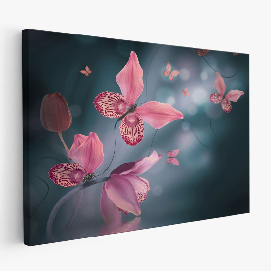 Tableau toile - Fleurs Papillons