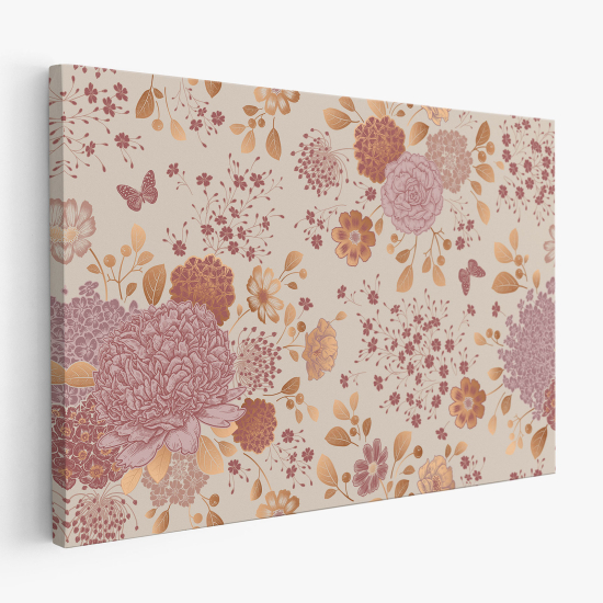 Tableau toile - Fleurs Papillons