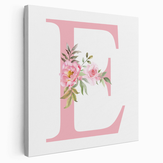 Tableau Toile Monogramme Carré - Lettre E