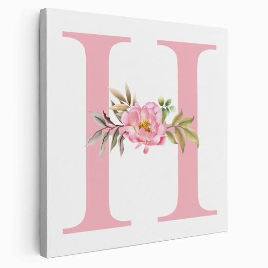 Tableau Toile Monogramme Carré - Lettre H