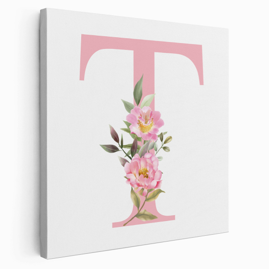 Tableau Toile Monogramme Carré - Lettre T