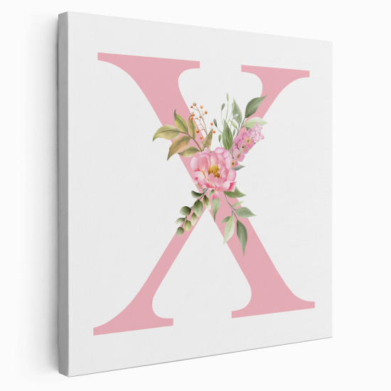 Tableau Toile Monogramme Carré - Lettre X