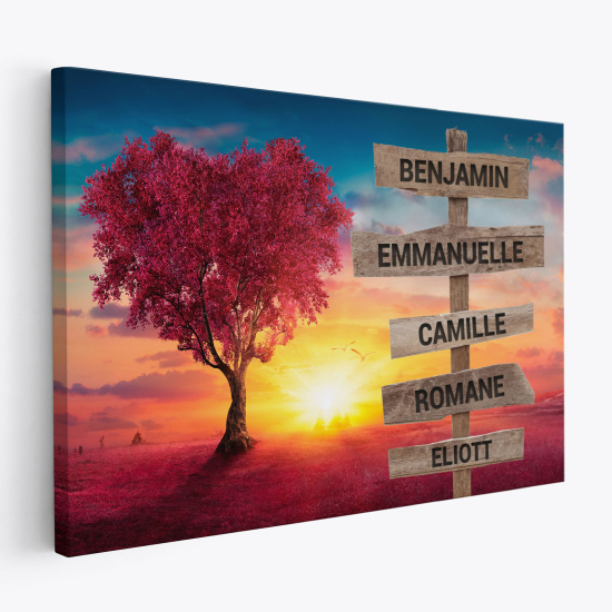 Tableau toile personnalisé avec prénoms - Arbre coeur