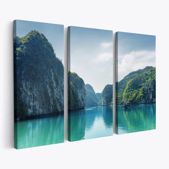 Tableau triptyque sur toile - Baie d'Halong Vietnam