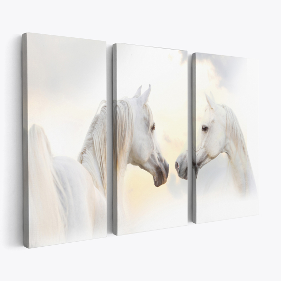 Tableau triptyque sur toile - Chevaux