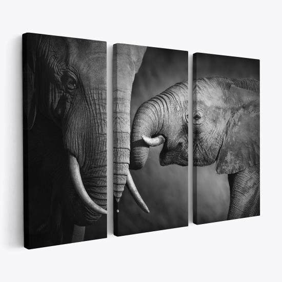 Tableau triptyque sur toile - Éléphants