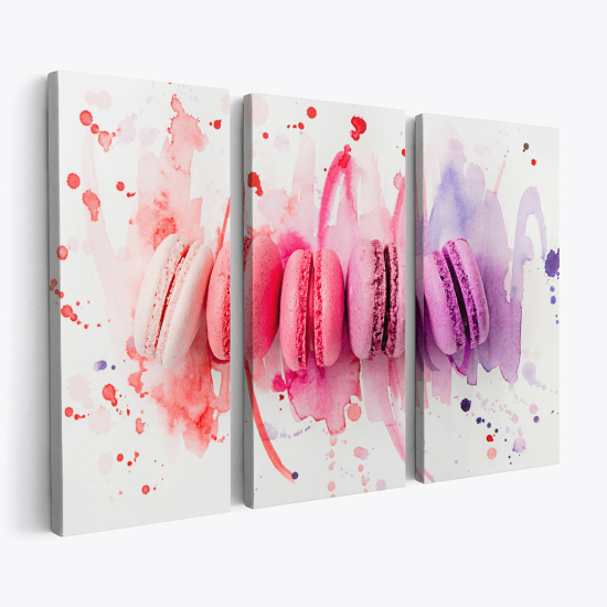 Tableau triptyque sur toile - Macarons