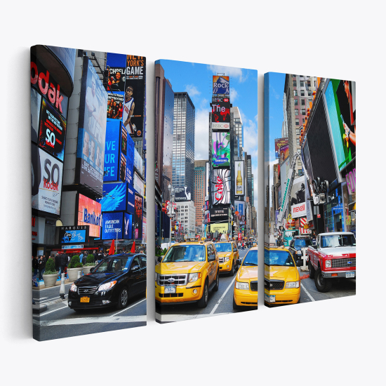 Tableau triptyque sur toile - New York Taxis