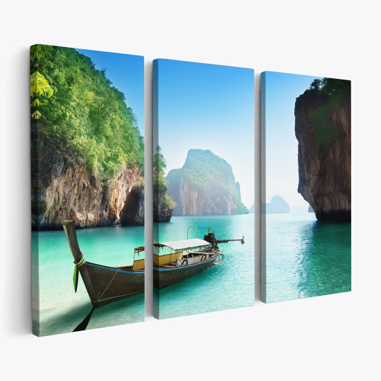 Tableau triptyque sur toile - Paysage île de Krabi en Thaïlande