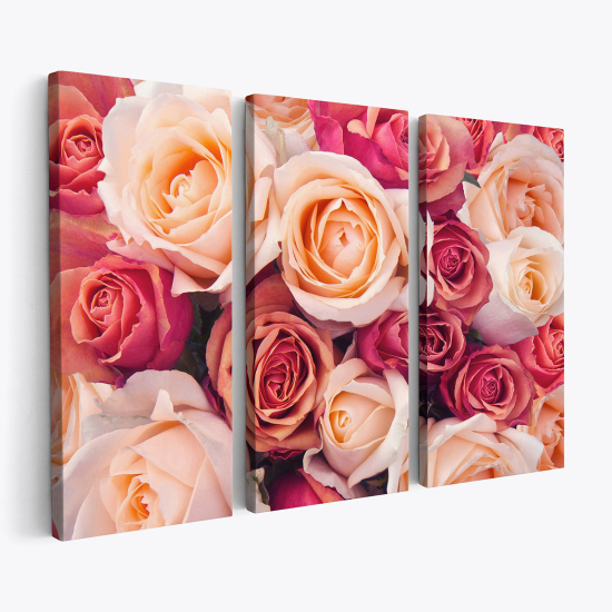 Tableau triptyque sur toile - Roses