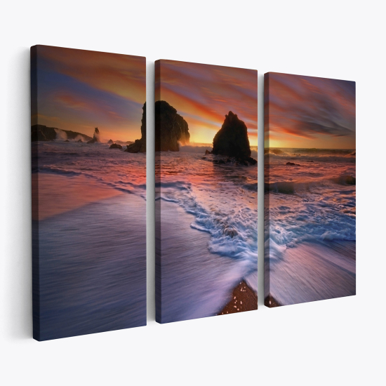 Tableau triptyque sur toile - Vue bord de mer 