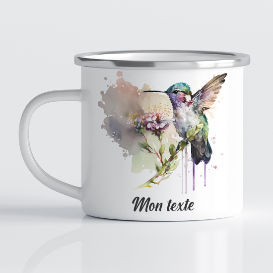 Tasse - Mug Émaillé - Colibri Fleur